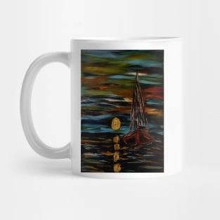 Sailing at sunset. Mug